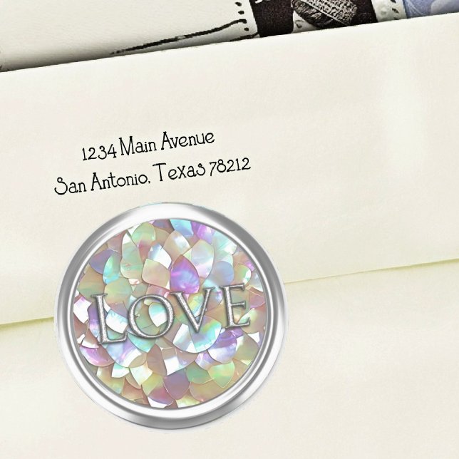 Adesivo Silver Mother of Pearl Envelope Seal Love (Criador carregado)
