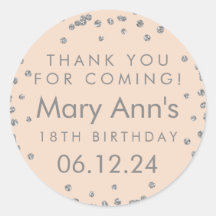 Silver Obrigado Aniversário Glitter Confetti Rosa