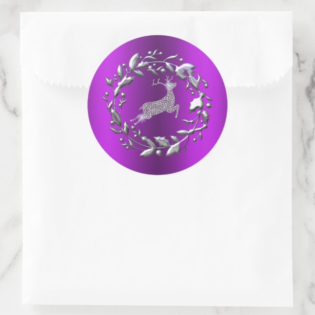 Adesivo Silver Reindeer e Wreath Purple Natal (Bolsa)
