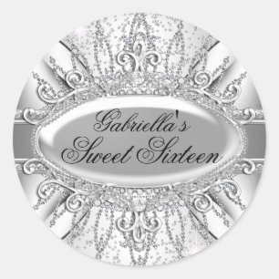 Adesivo Silver Sparkle Diamond Sweet 16 Sticker