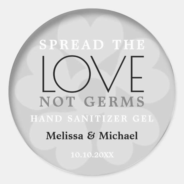 Adesivo Silver Spread Love Hand Sanitizer Casamento Favor (Frente)