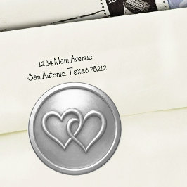 Adesivo Silver Two Hearts Intertwined Wedding