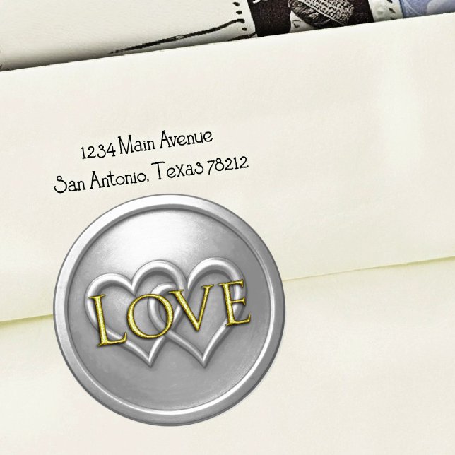 Adesivo Silver Two Hearts Intertwined Wedding (Criador carregado)