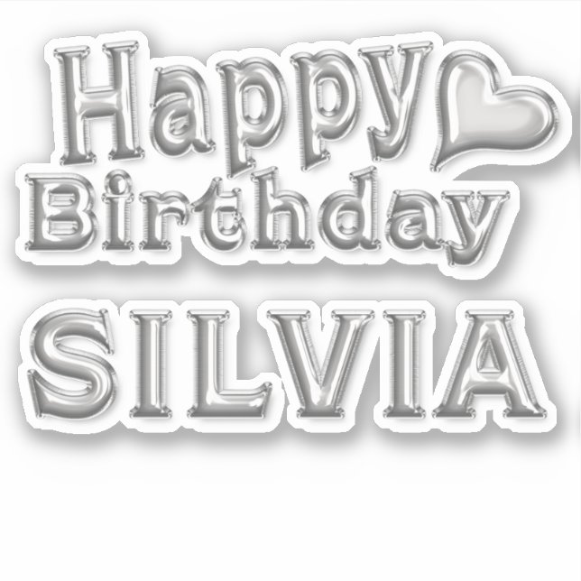 Adesivo Silvia Happy Birthday silver Aufkleber Sticker (Frente)