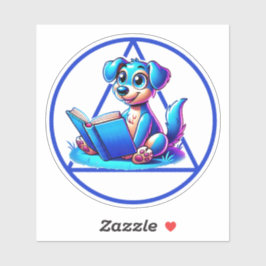 Adesivo Símbolo AA Puppy Lendo Recuperação de Livro Grande