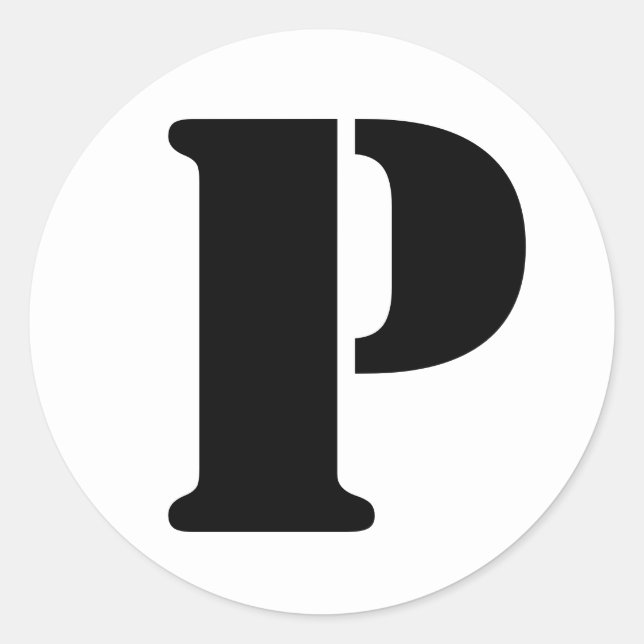 Adesivo Símbolo alfabético por Janz - Letra P branca (Frente)