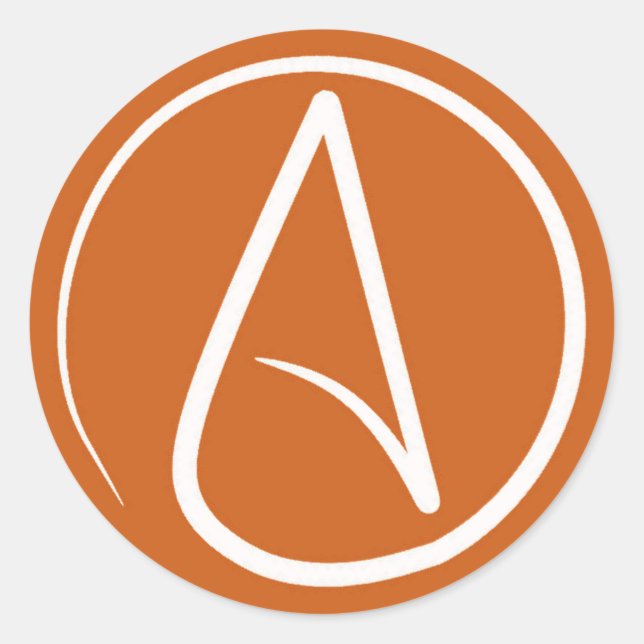 Adesivo Símbolo ateu: branco em laranja queimada (Frente)