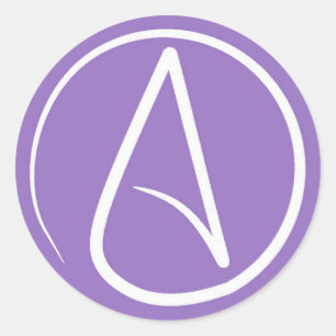 Adesivo Símbolo ateu: branco em roxo