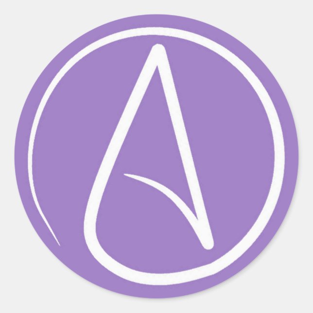 Adesivo Símbolo ateu: branco em roxo (Frente)