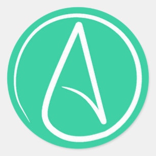 Adesivo Símbolo ateu: branco sobre verde-menta