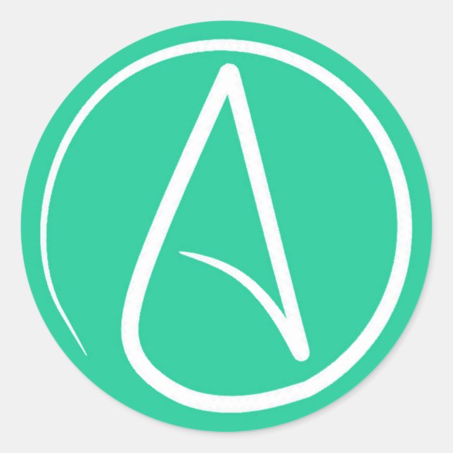 Adesivo Símbolo ateu: branco sobre verde-menta (Frente)