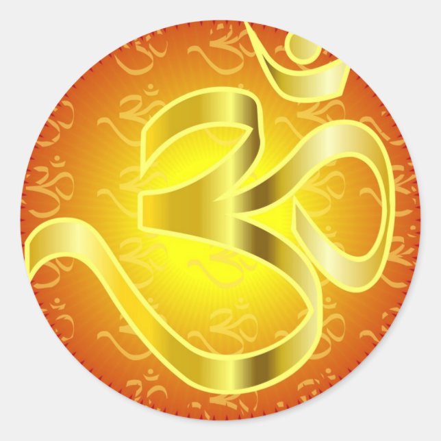 Adesivo Símbolo Aum ou Om em amarelos e vermelhos (Frente)