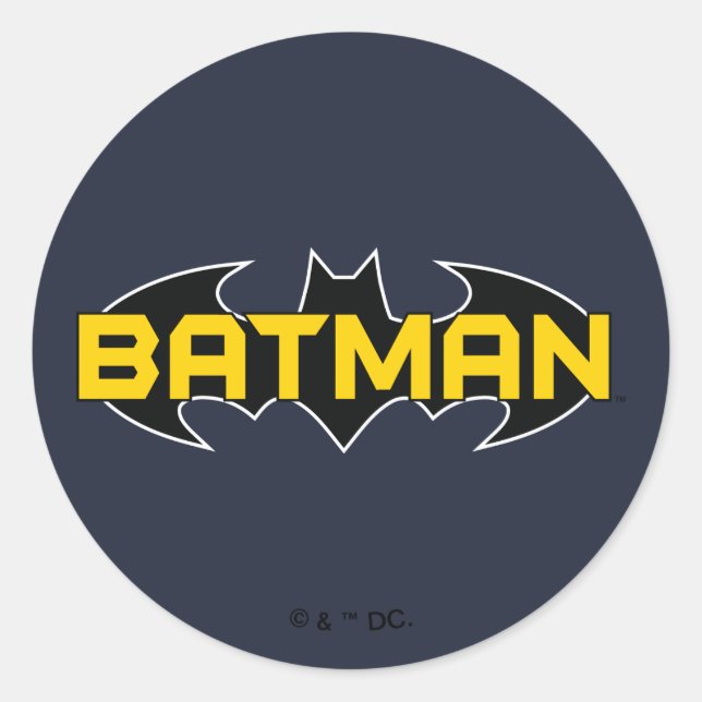 Adesivo Símbolo Batman | Nome Logotipo Amarelo e Preto (Frente)