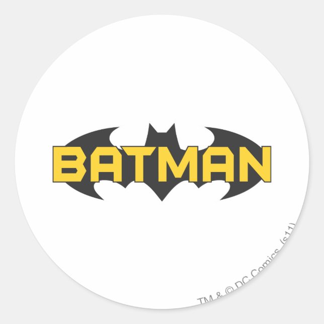 Adesivo Símbolo Batman | Nome Logotipo Amarelo e Preto (Frente)