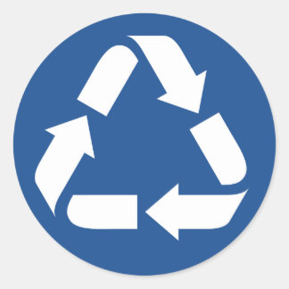 Adesivo Símbolo branco do reciclar sobre fundo azul escuro
