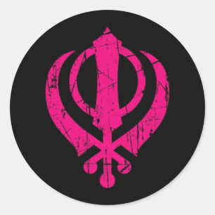 Adesivo Símbolo cor-de-rosa riscado de Khanda do sikh no
