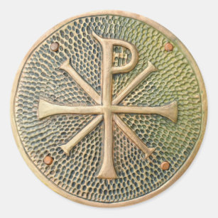 Adesivo Símbolo cruzado bizantino medalhão de metal histór