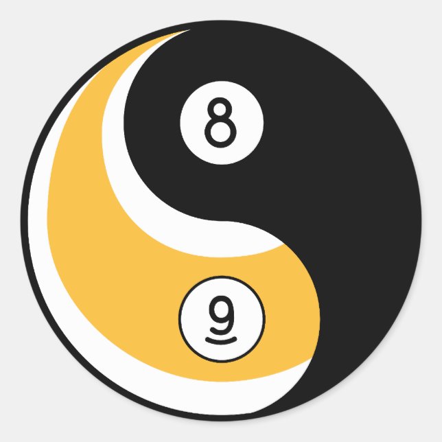 Adesivo Símbolo da bola 9 da Yin Yang 8 - Bilhar (Frente)