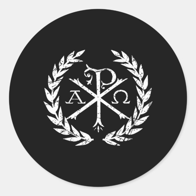 Adesivo Símbolo da Fé Cristã Chi Rho Alpha Omega (Frente)