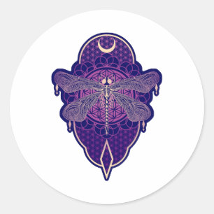 Adesivo Símbolo da Flor de Vida Mandala, Dragonfly Geométr