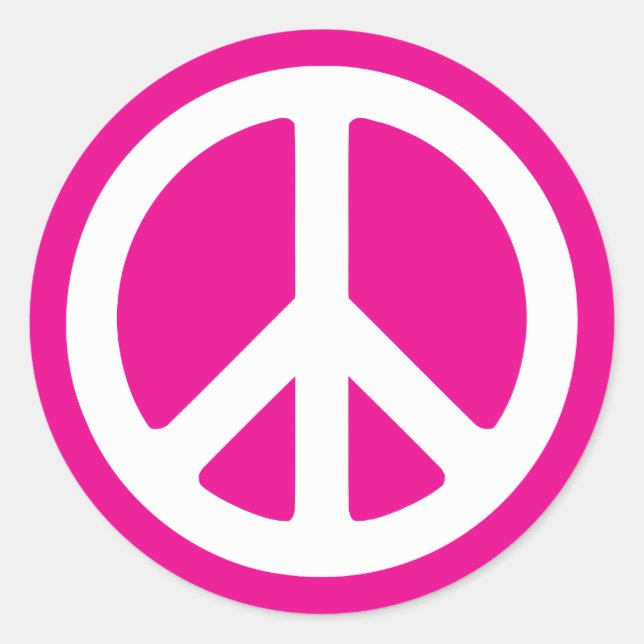 Adesivo Símbolo da Paz Rosa Escuro e Branco (Frente)