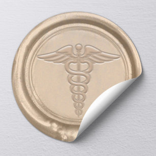 Adesivo Símbolo de Cadubo Médico Dourado Enfermeiro Médico
