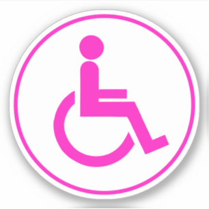Adesivo Símbolo de deficiência handicap rosa e branco Redo
