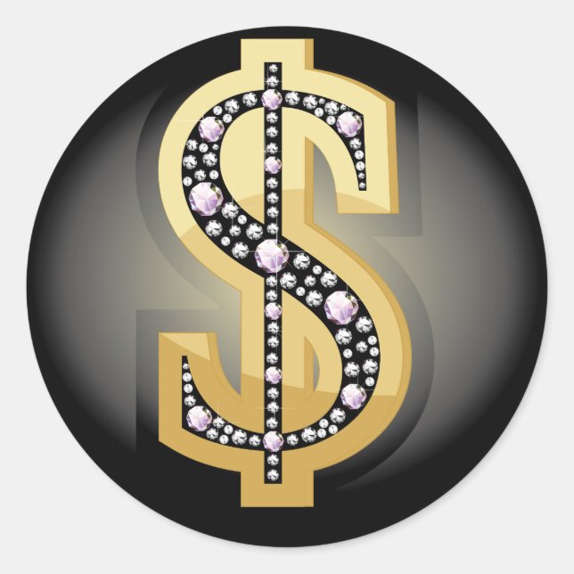 Adesivo Símbolo de dólar em diamantes (Frente)