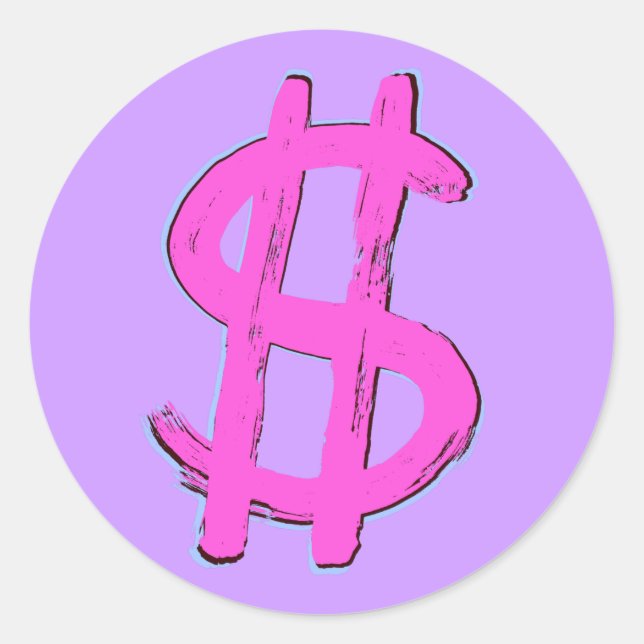 Adesivo Símbolo de Dólar Rosa (Frente)