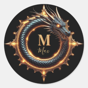 Adesivo 🐉 Símbolo de Dragão de Fantasia com Nome Personal