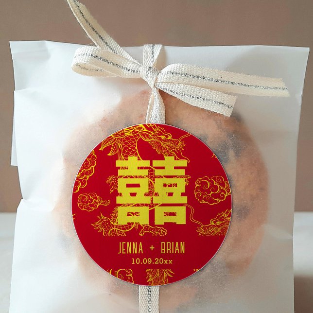 Adesivo Símbolo de Dupla Felicidade no Estilo Dragão Verme (Criador carregado)