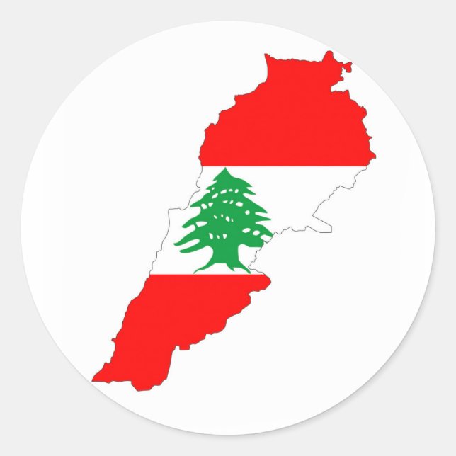 Adesivo símbolo de forma do mapa de bandeira do país líban (Frente)