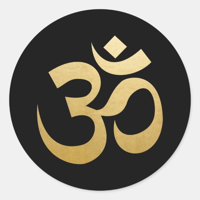 Adesivo Símbolo de Meditação Hindu Faux Gold Foil Black (Frente)
