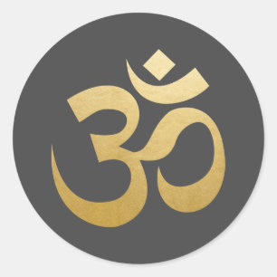 Adesivo Símbolo de Meditação Om Hindu Faux Gold Foil Ci