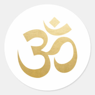 Adesivo Símbolo de Meditação Om HIndu Yoga Faux Gold Fo