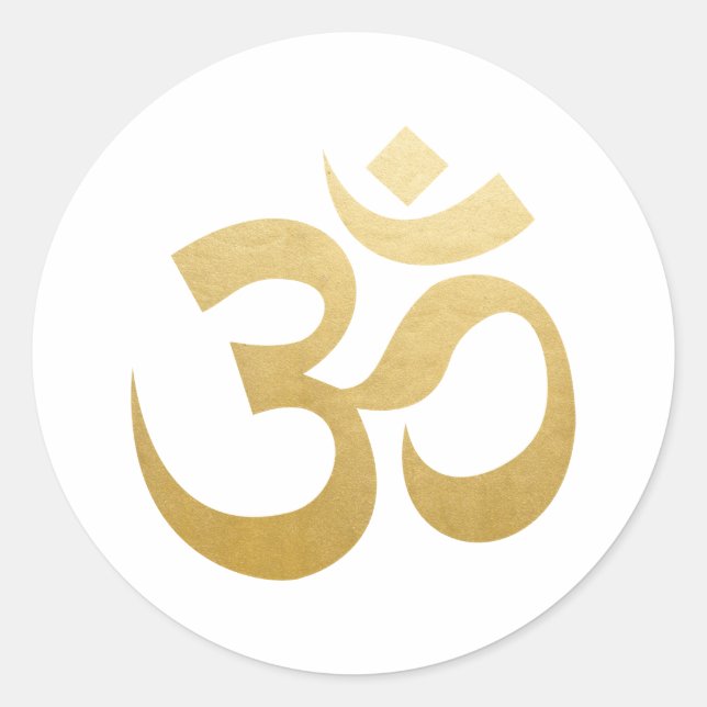 Adesivo Símbolo de Meditação Om HIndu Yoga Faux Gold Foil (Frente)