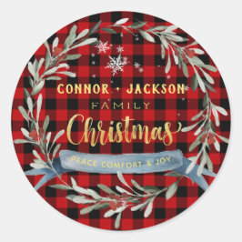 Adesivo Símbolo de Natal da Família Buffalo Xadrez e Scrip