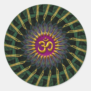 Adesivo Símbolo de Ouro de Rotação Fractal Verde+Dourad