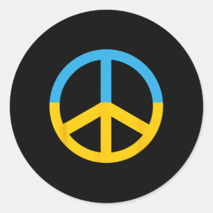 Adesivo Símbolo De Paz Com As Cores Da Bandeira Ucraniana 