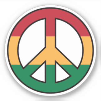 Adesivo Símbolo de paz com cores rasta