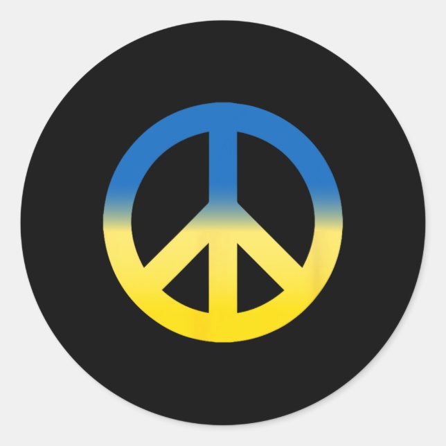 Adesivo Símbolo de Paz - Cores da Bandeira da Ucrânia com  (Frente)