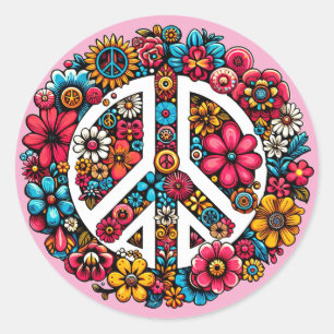 Adesivo símbolo de paz floral cor ilustração