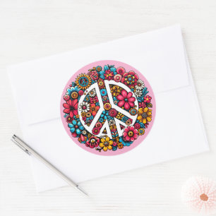 Adesivo símbolo de paz floral cor ilustração