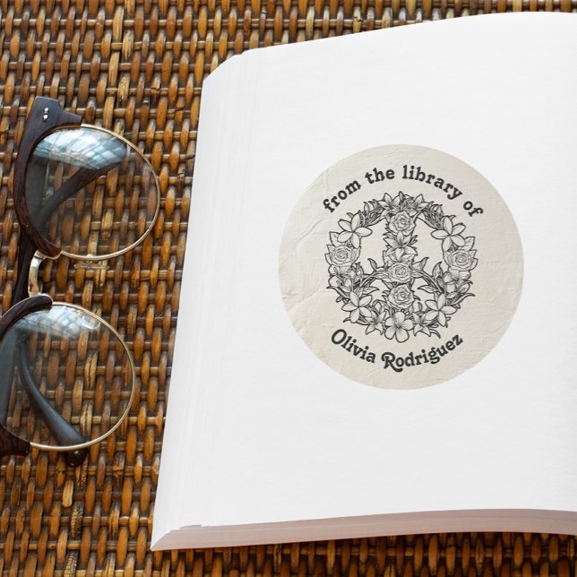 Adesivo Símbolo de Paz Floral Retroativo da Biblioteca de (Criador carregado)