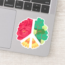 Adesivo SÍMBOLO DE PAZ - Floresta Verde e Flores Vermelhas