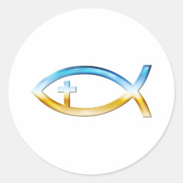 Adesivo Símbolo de Peixe Cristão com Crucifixo - Céu e Ter