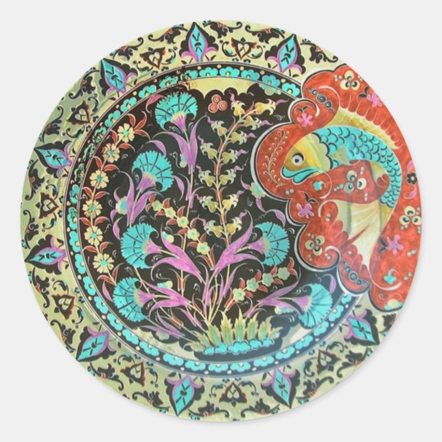 Adesivo Símbolo de Peixe de Boa Sorte com Mão Botânica (Frente)