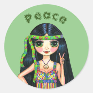 Adesivo Símbolo de Pintinho Psychedelic Hippie Peace Head