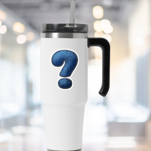 Adesivo Símbolo de ponto de interrogação Jean azul Denim