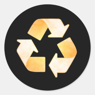 Adesivo Símbolo de Reciclagem de cor d'água laranja